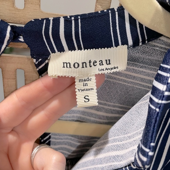 Navy Blue Striped Jumpsuit - Picture 3 of 8